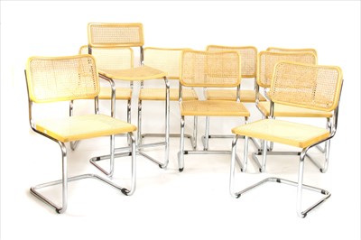 Lot 707 - A set of eight tubular chrome 'Cesca' style dining chairs