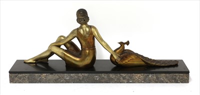 Lot 136 - An Art Deco patinated spelter centrepiece