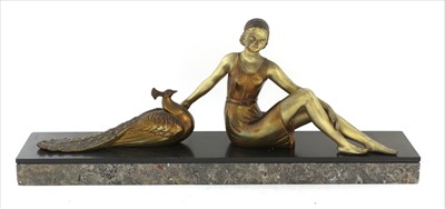 Lot 136 - An Art Deco patinated spelter centrepiece