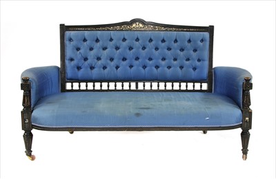 Lot 741 - A late Victorian ebonised settee