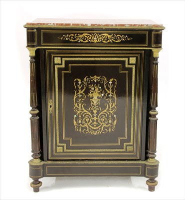 Lot 745 - A French Louis XVI marble topped, gilt metal mounted and inlaid pier cabinet