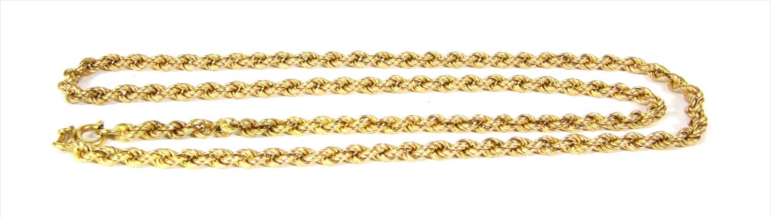 Lot 123 - A 9ct gold rope chain necklace