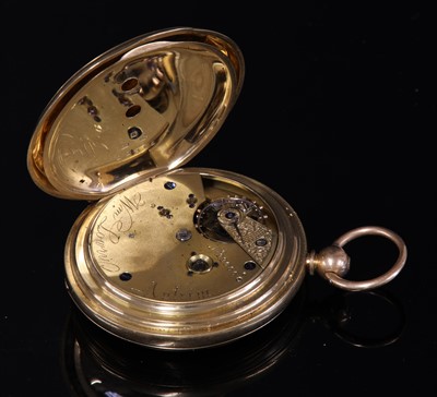 Lot 338 - An 18ct gold key wound hunter pocket watch