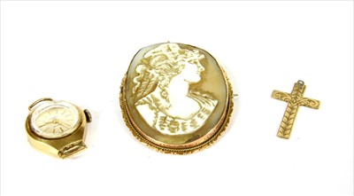 Lot 124 - A gold hand engraved Latin cross pendant