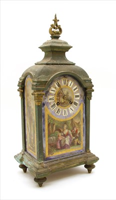 Lot 608 - A 19th century French bronze mantel clock