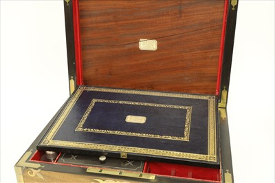 Lot 87 - A tropical hardwood and brass-bound dressing box