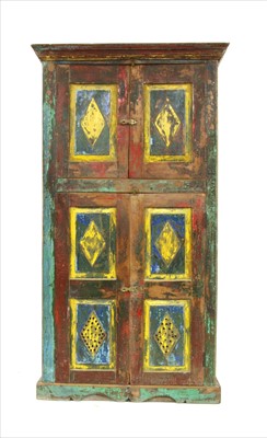 Lot 427 - An Indian painted teak tall cabinet