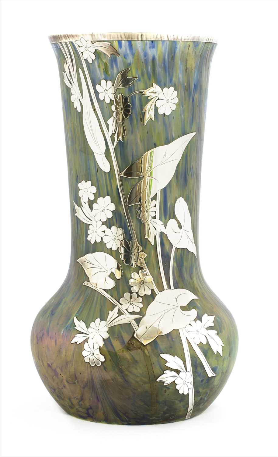 Lot 86 - A Loetz silver overlay glass vase