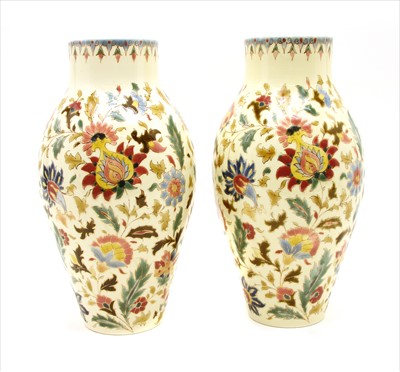 Lot 576 - A pair of Zsolnay Pers vases