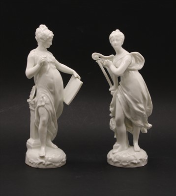 Lot 163 - A pair of Capodimonte blanc de chine figures in the form of neoclassical figures
