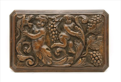 Lot 472 - A carved oak panel