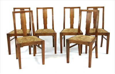 Lot 282 - Six Gordon Russell walnut dining chairs