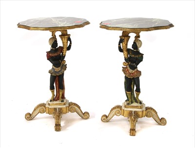 Lot 403 - A pair of carved and painted Blackamoor occasional tables