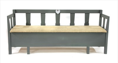 Lot 441 - A 20th Century painted pine hall bench