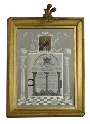 Lot 566 - An Edward VII Masonic mirror