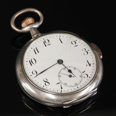 Lot 341 - A Continental silver and rolled gold open-faced quarter repeater pocket watch