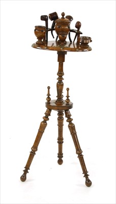 Lot 635B - A turned fruitwood smokers companion stand