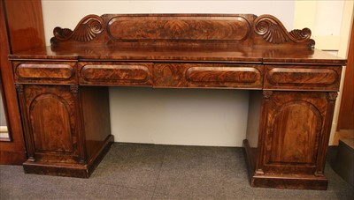 Lot 384 - A 19th century mahogany pedestal sideboard