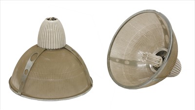 Lot 390 - A pair of industrial glass lights