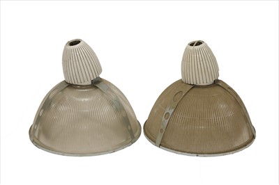 Lot 403 - A pair of industrial glass lights
