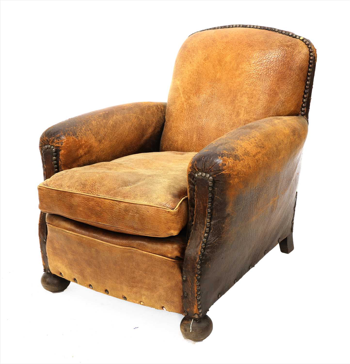 Lot 141 - A French leather club armchair
