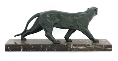 Lot 154 - An Art Deco painted spelter panther