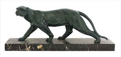 Lot 154 - An Art Deco painted spelter panther