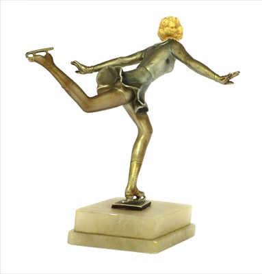 Lot 166 - An Art Deco patinated spelter figure of a skater