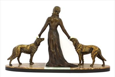 Lot 150 - An Art Deco patinated spelter centrepiece