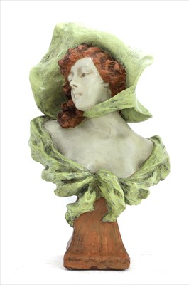 Lot 299 - An Art Nouveau painted bust of a lady
