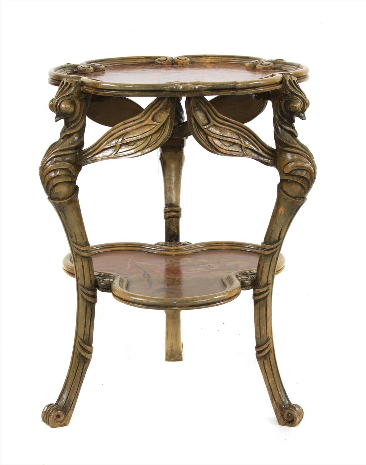 Lot 29 - An Art Nouveau-style inlaid two tier side table
