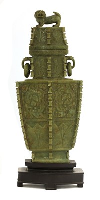 Lot 180 - A large Chinese jade vase and cover