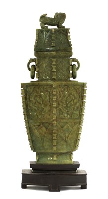 Lot 180 - A large Chinese jade vase and cover
