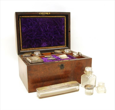 Lot 276 - A Victorian burr walnut gentleman's dressing box