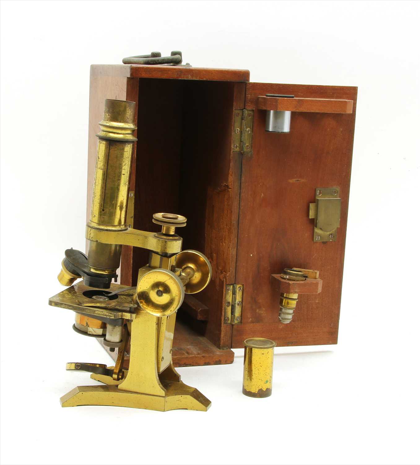 Lot 191 - A 19th century brass microscope