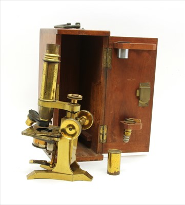 Lot 191 - A 19th century brass microscope