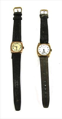 Lot 85 - A 9ct gold Peertone mechanical strap watch