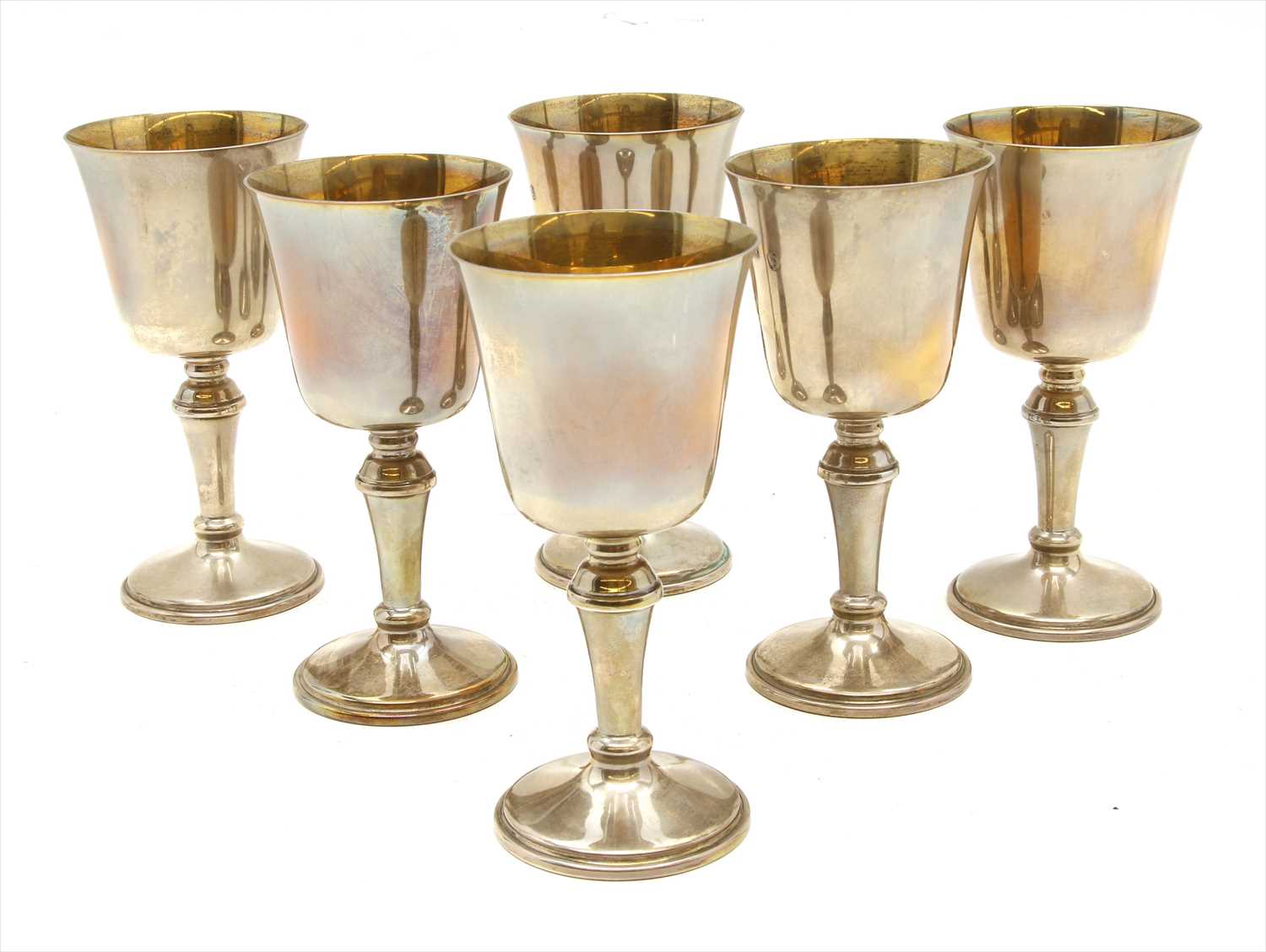 Lot 147 Set of six silver goblets