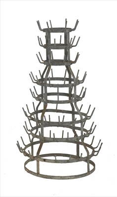 Lot 394 - A French galvanised eight-tier bottle rack
