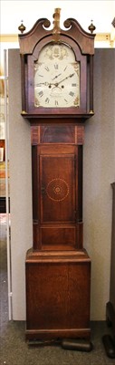 Lot 499 - A George III inlaid oak and mahogany eight day longcase clock