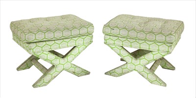 Lot 474 - A pair of 'Hollywood Regency' upholstered stools