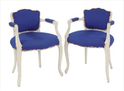 Lot 550 - A pair of painted armchairs