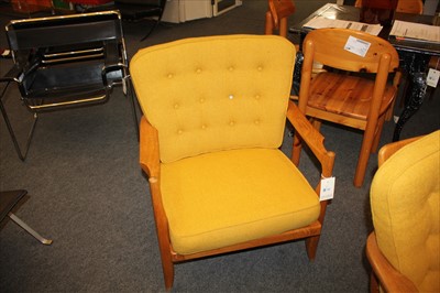 Lot 306 - A pair of French oak lounge chairs