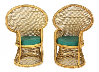 Lot 479 - A pair of wicker peacock chairs