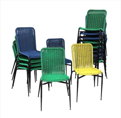 Lot 304 - A collection of sixteen coloured woven garden chairs