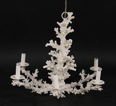 Lot 332 - Three plaster 'coral' chandeliers
