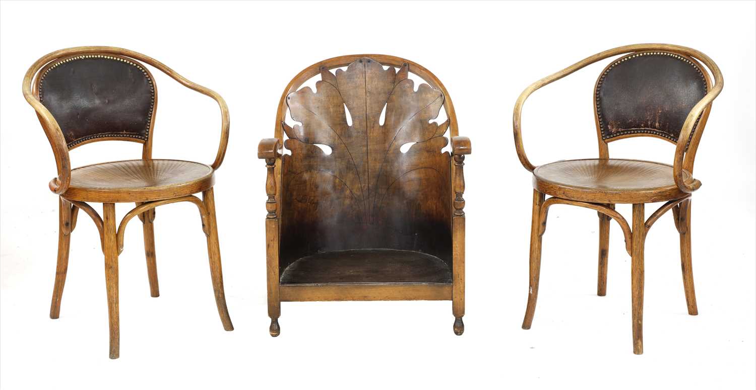 Lot 75 - A pair of bentwood armchairs
