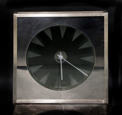 Lot 405 - A brushed steel and aluminium wall clock