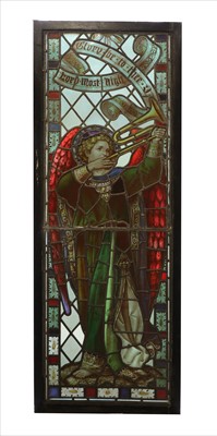 Lot 12 - A stained glass panel of the Archangel Gabriel