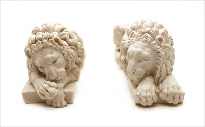 Lot 351E - A pair Coade stone Chatsworth Lions